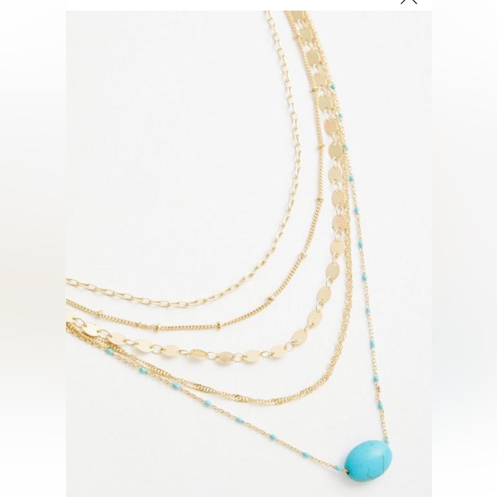 Torrid Gold and Turquoise Multi-Layer Necklace